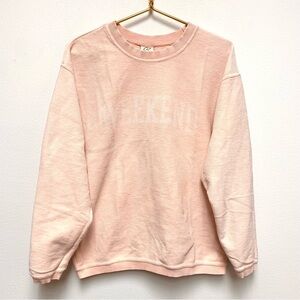 Oat Collective WEEKEND Corded Ribbed Sweatshirt Size Small Urban Pink